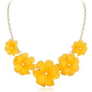 🆕 Women Yellow Flower Collar Necklace Summer Beach Chokers Costume Jewelry Gift